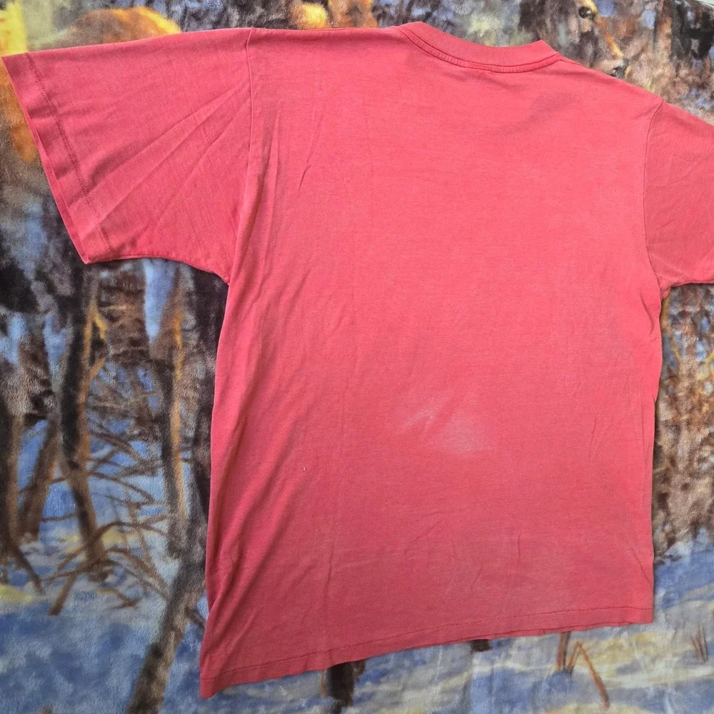 Vintage Adidas 80s Faded Red w/Blue Double Logo Single Stitch Tee sz Large